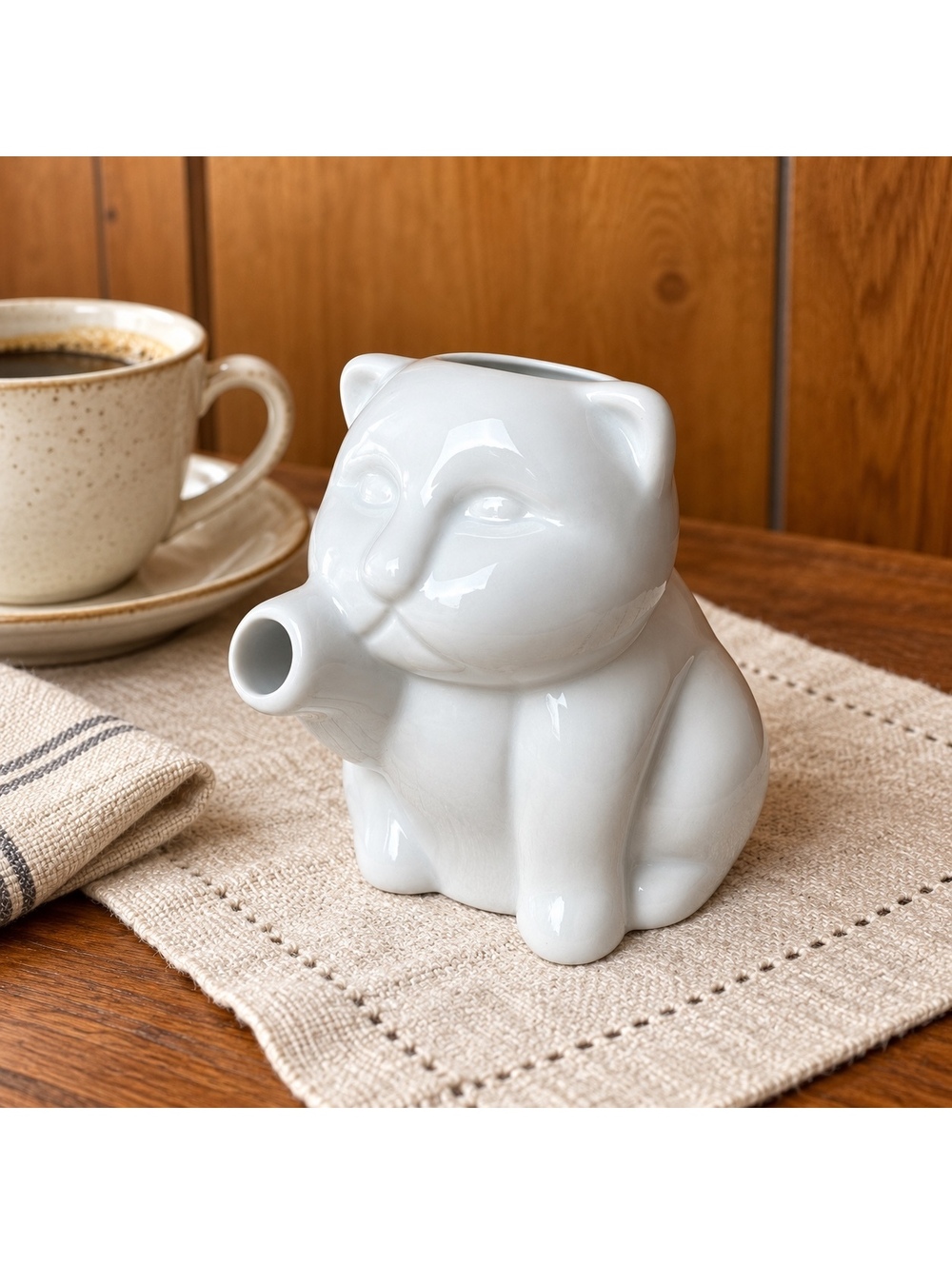 Cat Creamer Pitcher Sur La Table White Ceramic Kitten Figural Cream Jug